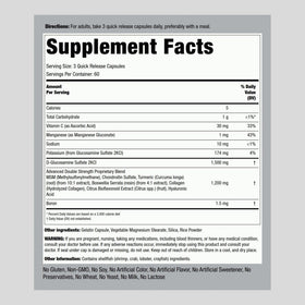 Détails des ingrédients sur l'emballage de Piping Rock Glucosamine Chondroitin MSM