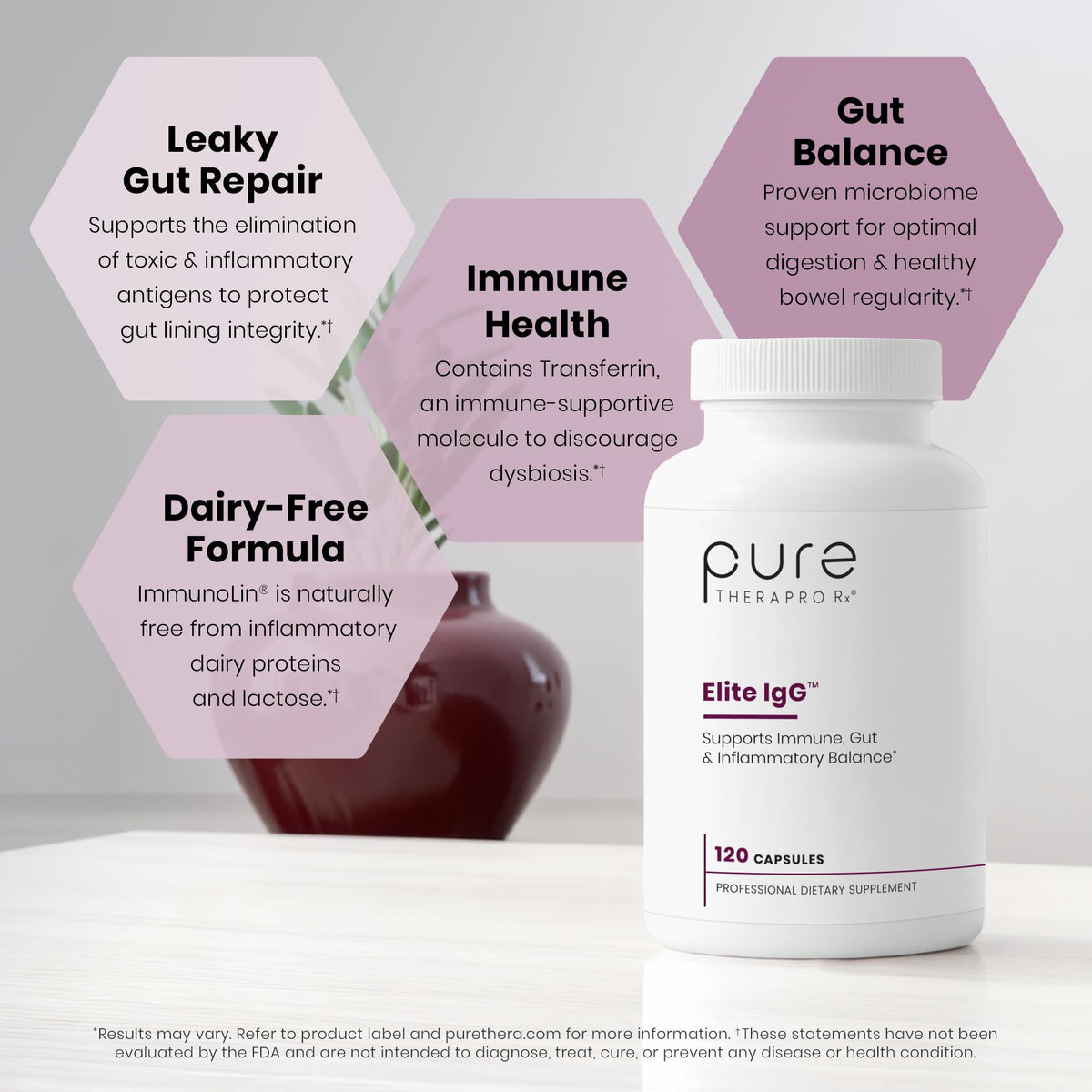Détails des ingrédients sur l'emballage de Pure Therapro Rx Elite IgG