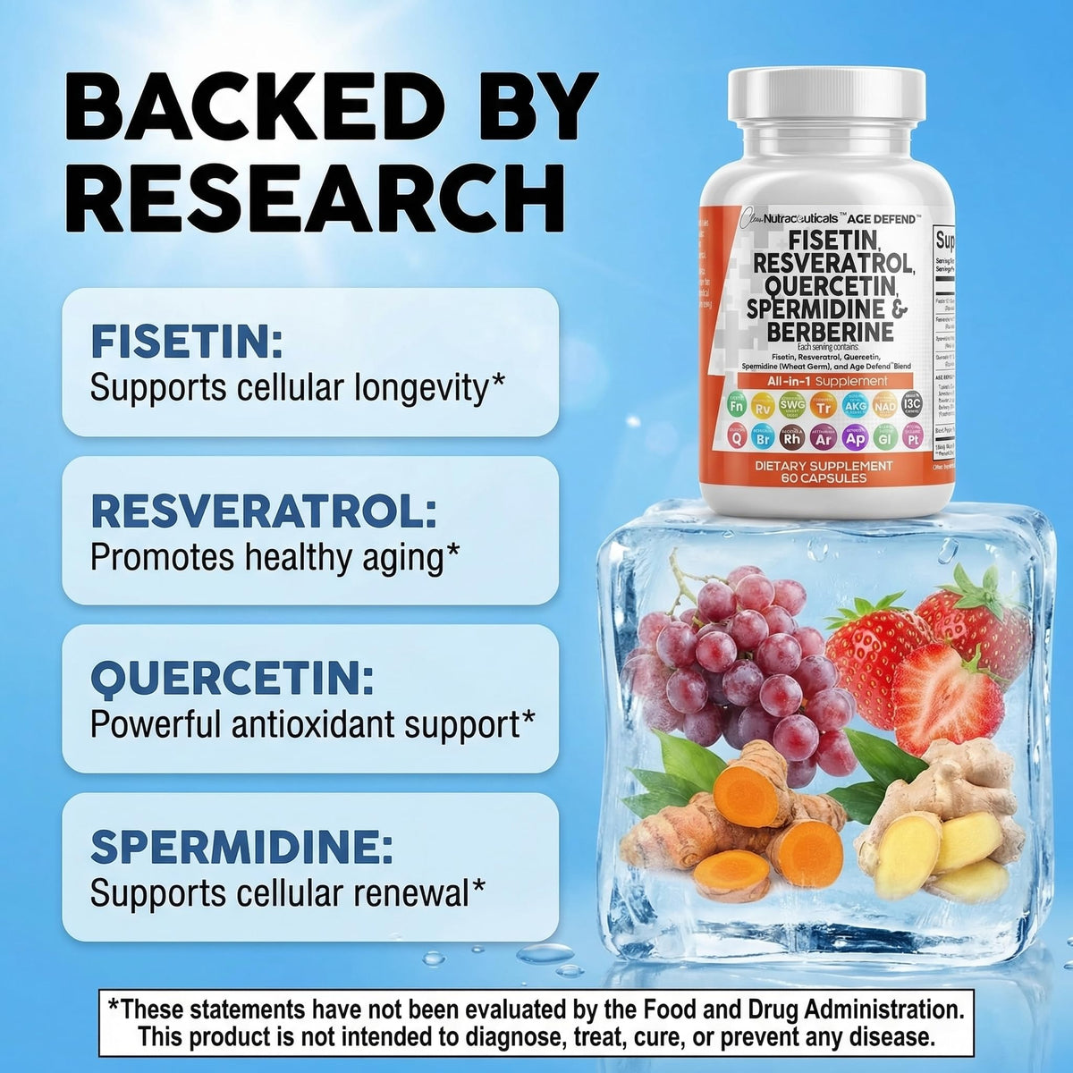 Détails des ingrédients sur l'étiquette du flacon de Clean Nutraceuticals