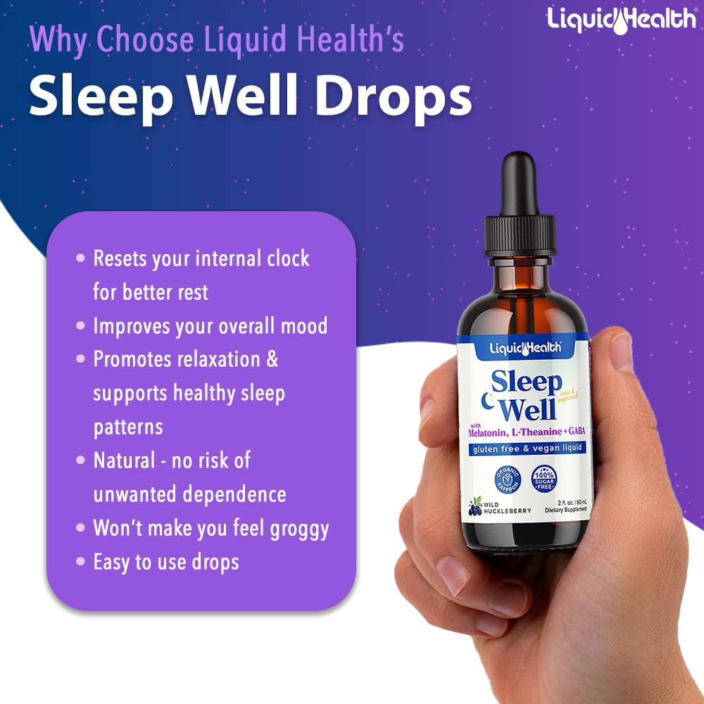 Détails des ingrédients sur le flacon de LIQUIDHEALTH Sommeil Bien Être