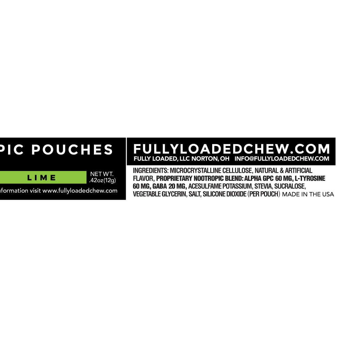 Détails des pouches nootropiques Fully Loaded Bullseye lime
