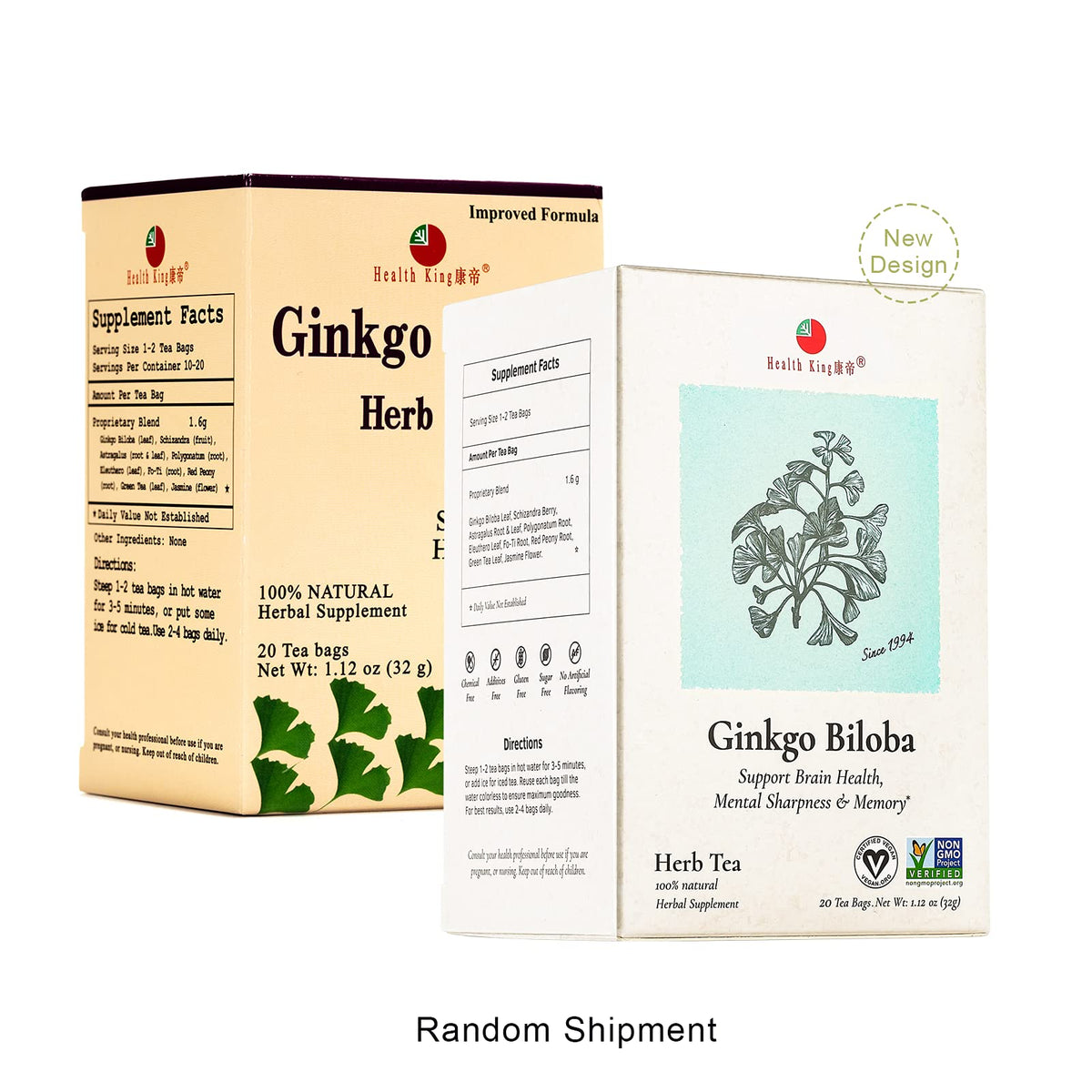 Détails des sachets de thé aux herbes Ginkgo Biloba Health King