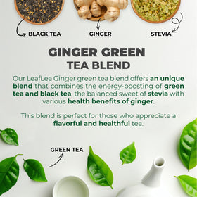 Détails des sachets de thé vert gingembre LeafLea