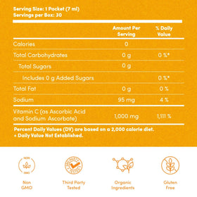 Détails des sachets de vitamine C liposomale Vida Lifescience