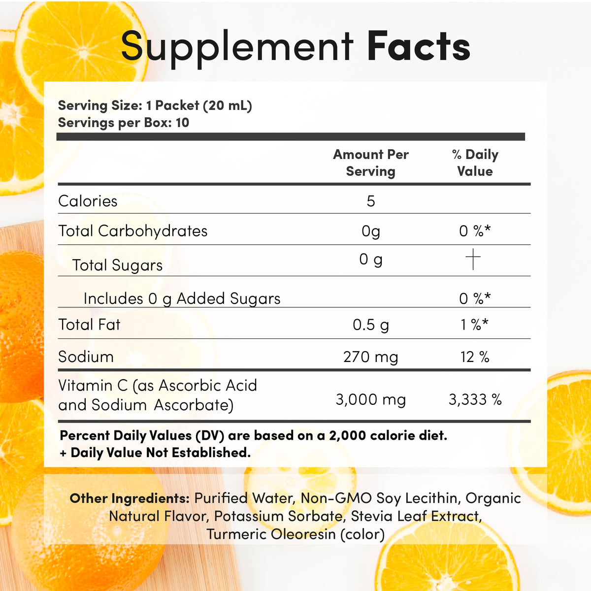 Détails des sachets de vitamine C liposomale Vida Lifescience