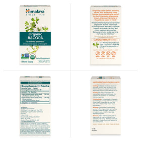 Détails des saponines de Bacopa sur l'emballage Himalaya