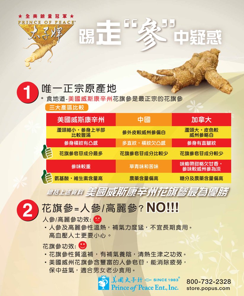 Détails des tranches de ginseng américain Prince Of Peace