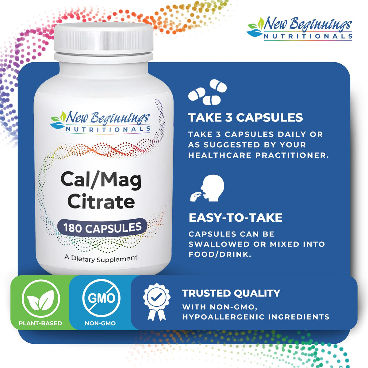 Détails du complément Calcium et Magnésium New Beginnings Nutritionals