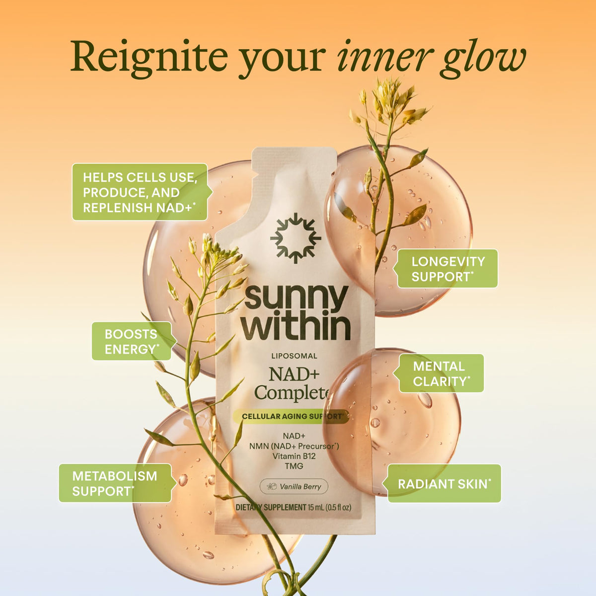 Détails du complément Sunny Within avec ingrédients naturels