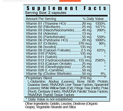 Détails du complexe de vitamines B 50g Systemic Formulas, emballage