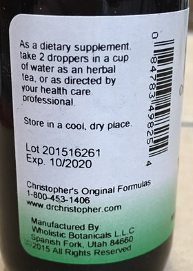 Détails du couvercle et étiquette de Valerian Nerve Formula 2 oz