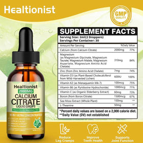 Détails du flacon de Calcium Citrate avec étiquette et informations