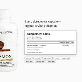 Détails du flacon de cannelle de Ceylan 1200mg Dear Apothecary