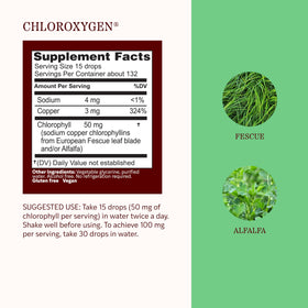 Détails du flacon de chlorophylle Herbs Etc. vue arrière