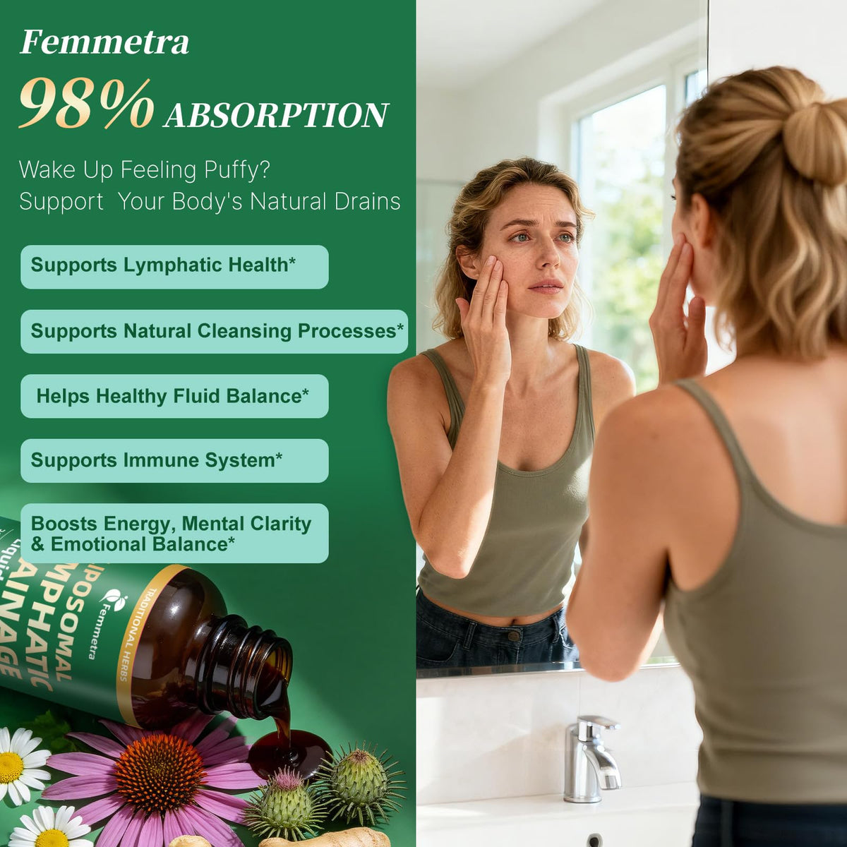 Détails du flacon de Femmetra avec étiquette et dosage