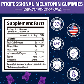 Détails du flacon de gélules de mélatonine Gomhoreye, 120 gummies