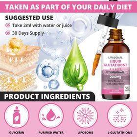 Détails du flacon de Glutathione Liposomal 2000mg baanaas