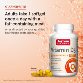 Détails du flacon de Jarrow Formulas Vitamine D3 125 mcg