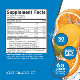 Détails du flacon de Ketologic BHB Keto avec informations nutritionnelles