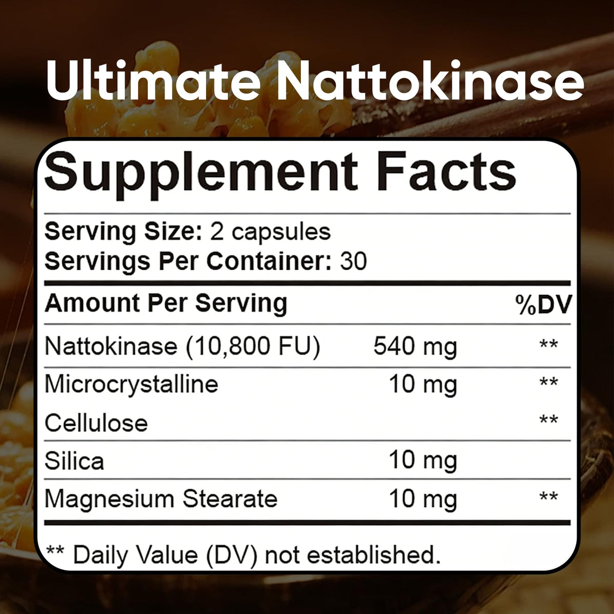 Détails du flacon de Nattokinase 10 800 FU zdiwond