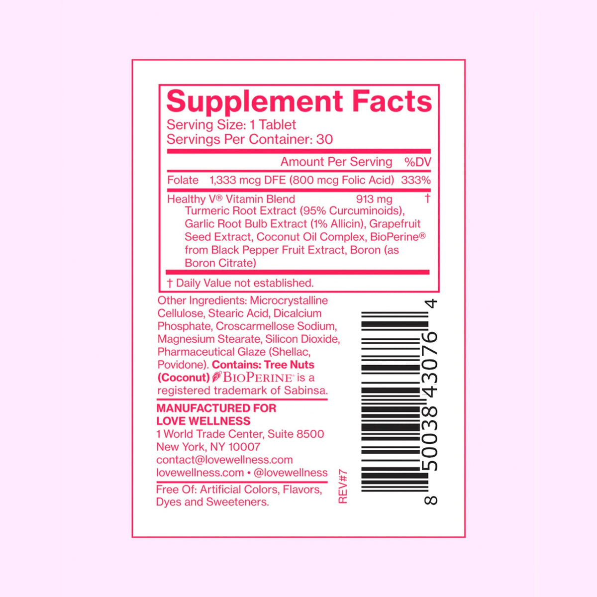 Détails du flacon de Probiotiques Good Girl et Vitamine Healthy V