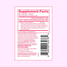Détails du flacon de Probiotiques Good Girl et Vitamine Healthy V