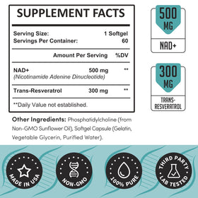 Détails du flacon de Rhameph Liposomal NAD+ avec étiquette