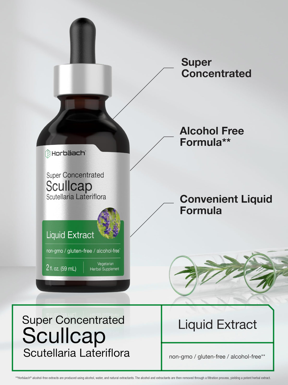 Détails du flacon de Tincture d'Herbe de Scutellaire Horbäach