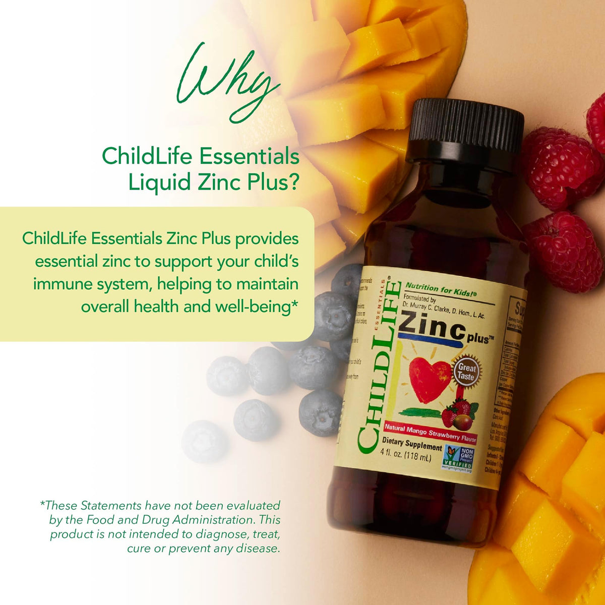 Détails du flacon de Zinc Plus Liquide CHILDLIFE ESSENTIALS