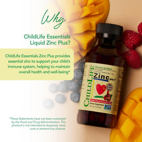 Détails du flacon de Zinc Plus Liquide CHILDLIFE ESSENTIALS