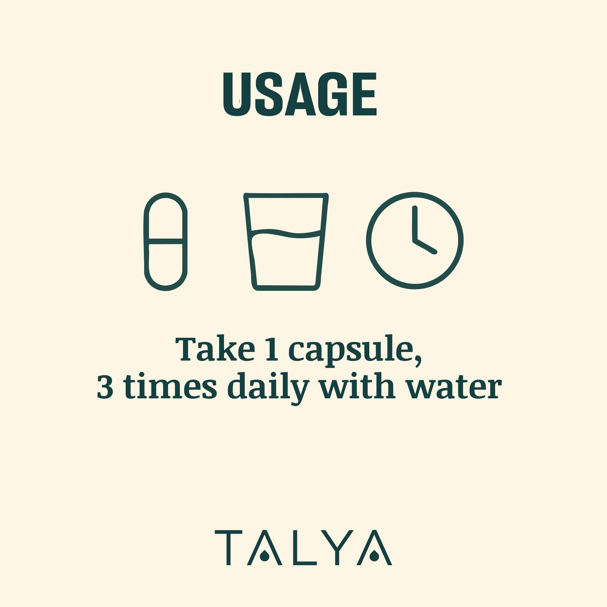 Détails du flacon TALYA daily wellness avec étiquette visible