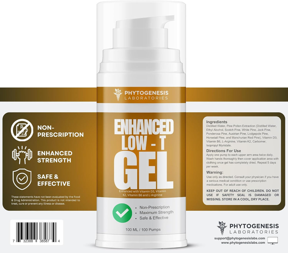 Détails du gel ANDROGENESIS avec L-Arginine et vitamines