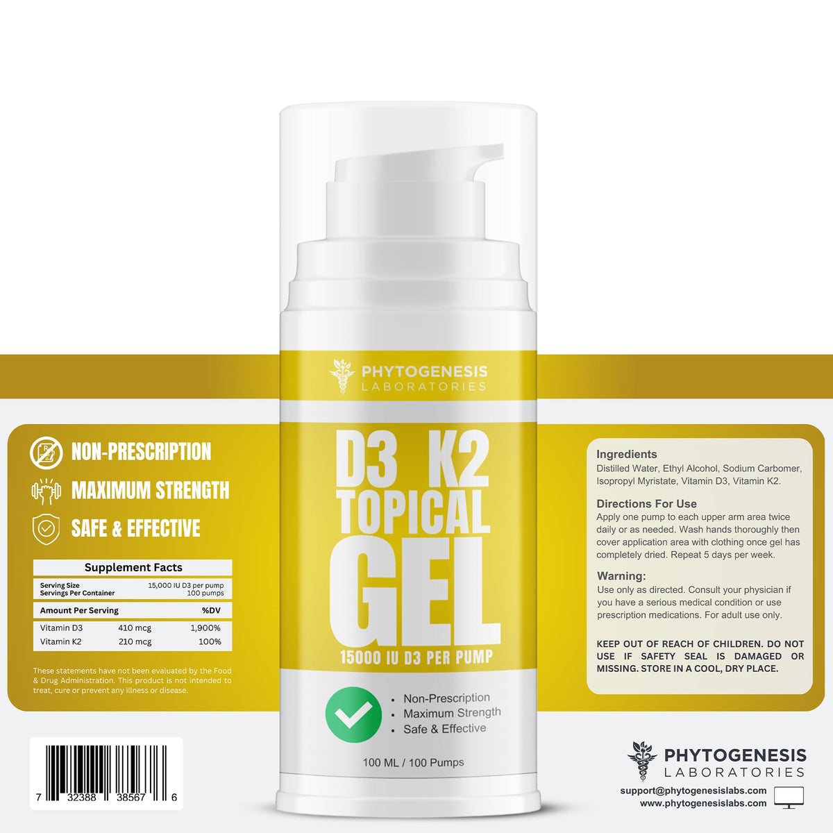 Détails du Gel Topique Vitamine D3 K2 ANDROGENESIS