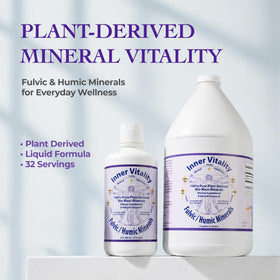 Détails du mélange minéral Fulvic Humique Inner Vitality avec étiquette visible