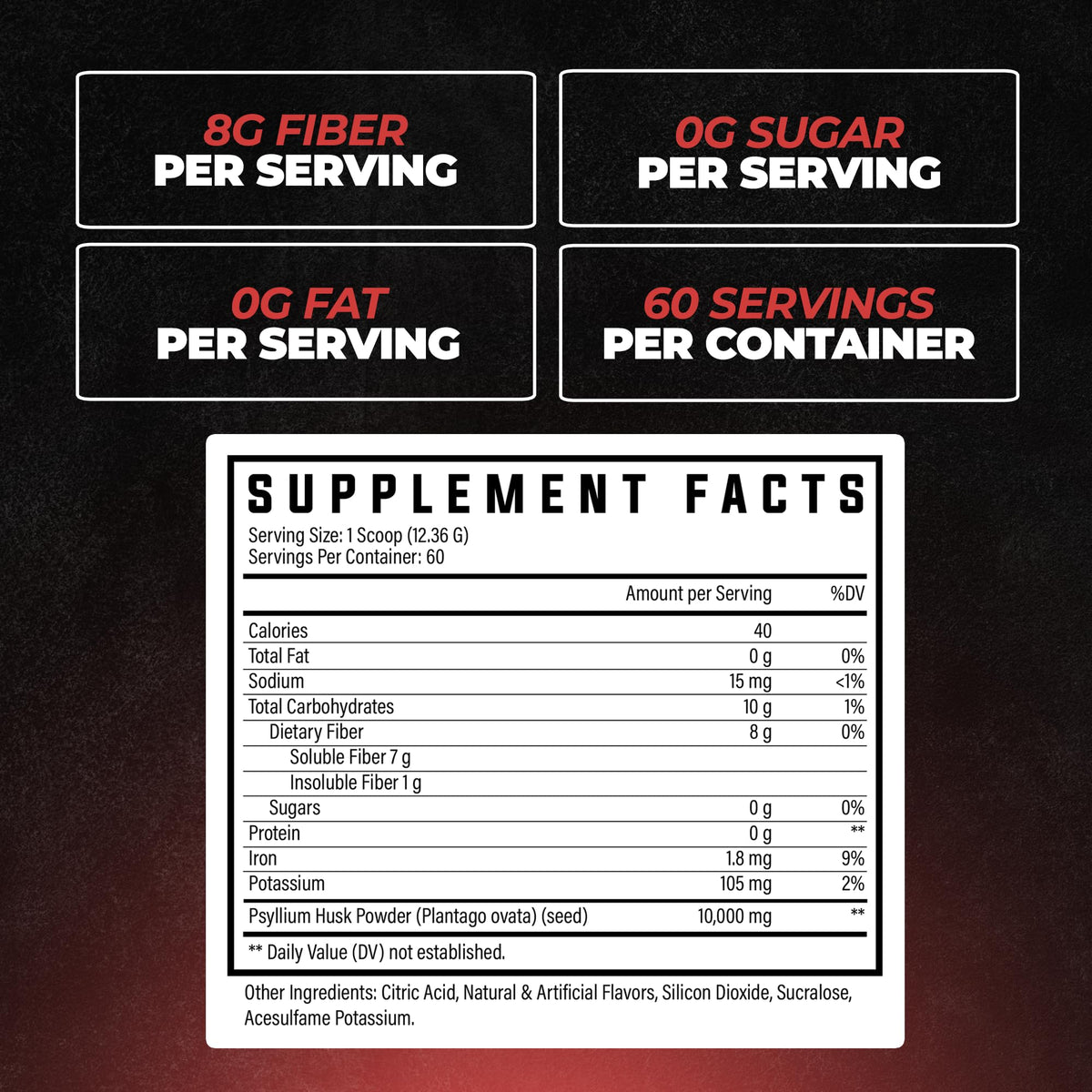 Détails du packaging Huge Supplements Psyllium Husk 10g