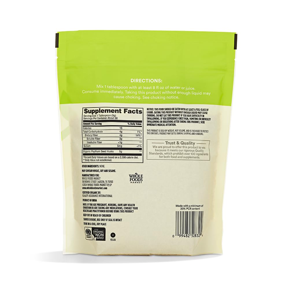 Détails du paquet de Psyllium Husk Bio 365 by Whole Foods Market