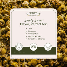 Détails du sachet de Fleurs de Camomille Bio Starwest Botanicals