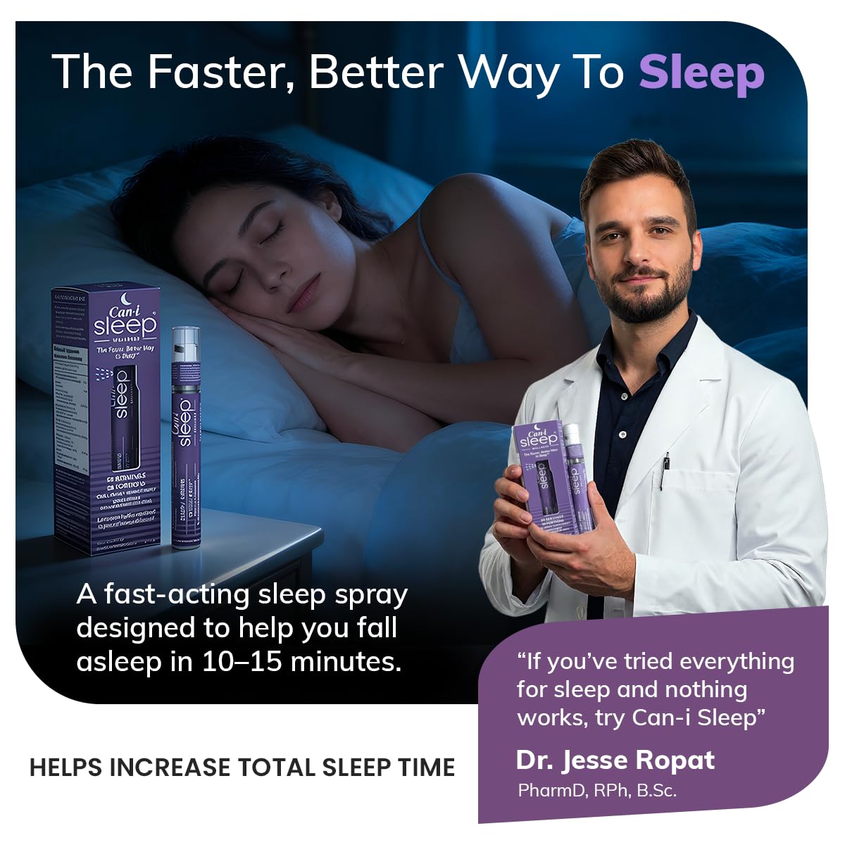 Détails du spray de sommeil Cani Brands avec ingrédients visibles