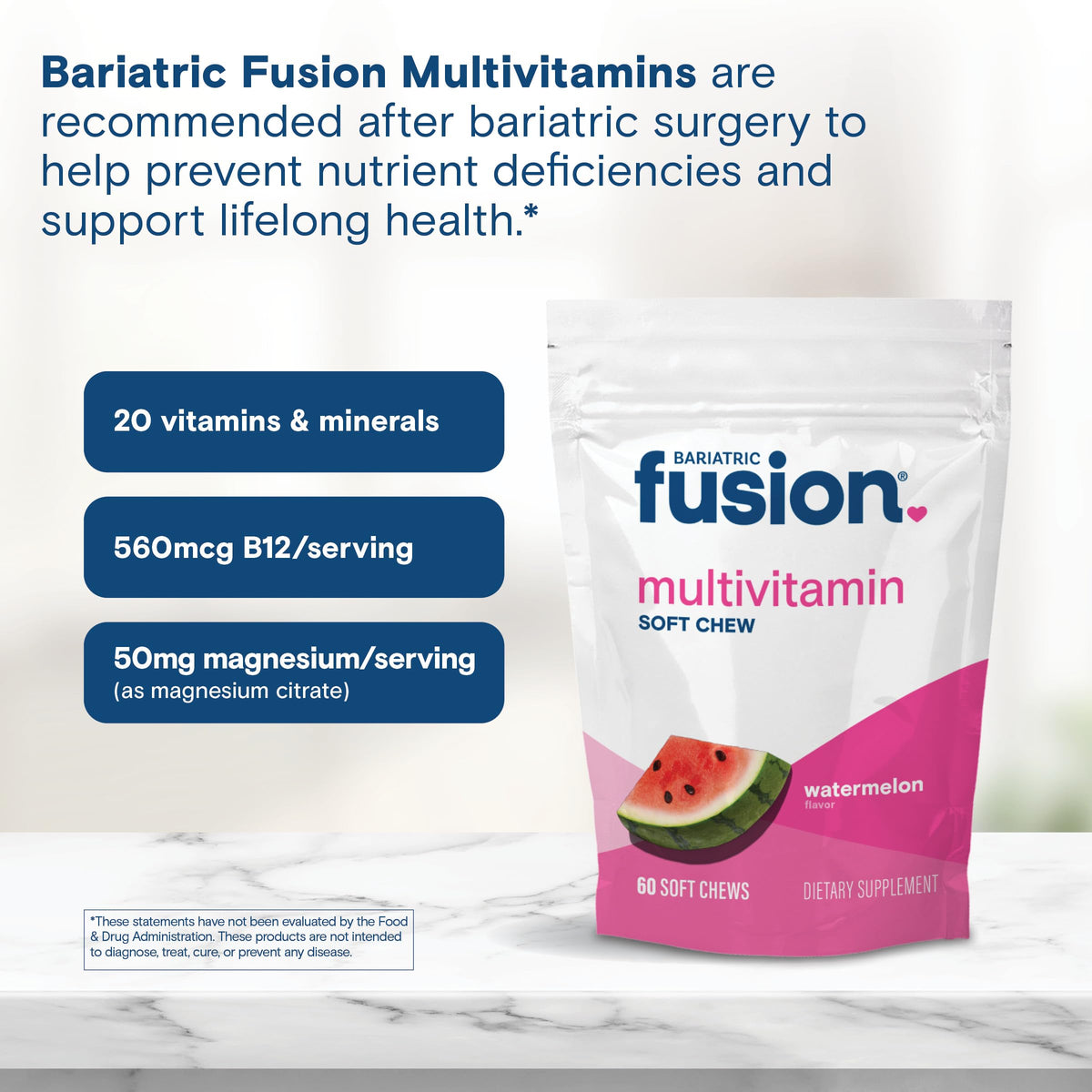 Détails nutritionnels des bonbons à mâcher Bariatric Fusion