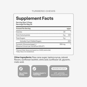 Détails nutritionnels des HumanN Chews Curcuma
