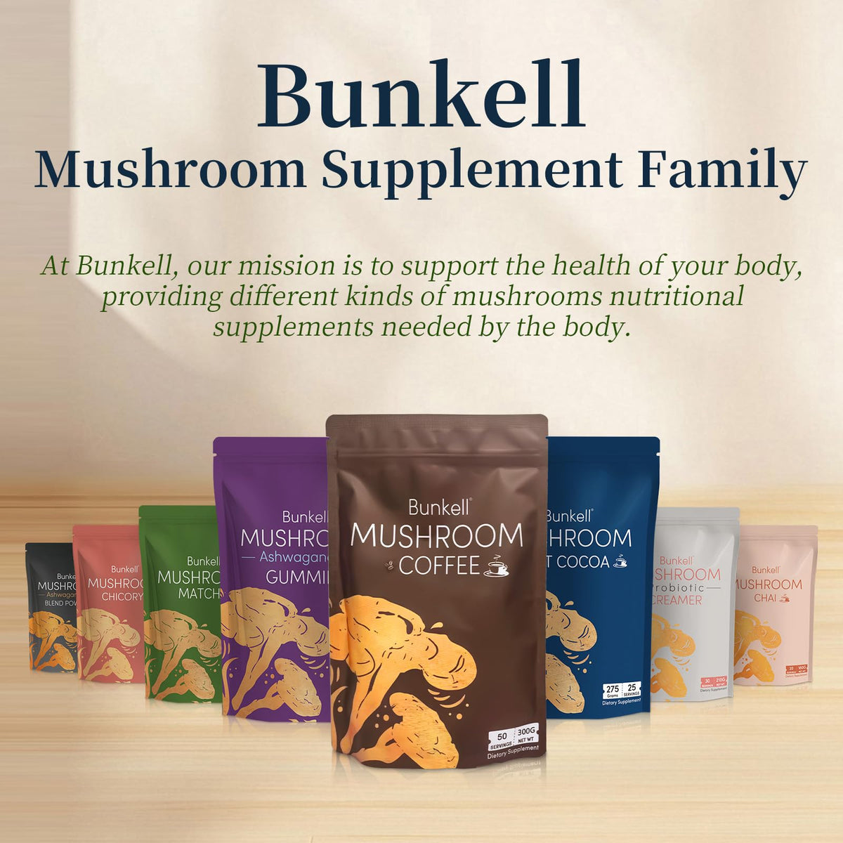 Détails nutritionnels du chocolat chaud aux champignons Bunkell