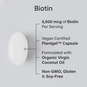 Détails sur l'emballage de Sports Research Biotine 5 000 mcg