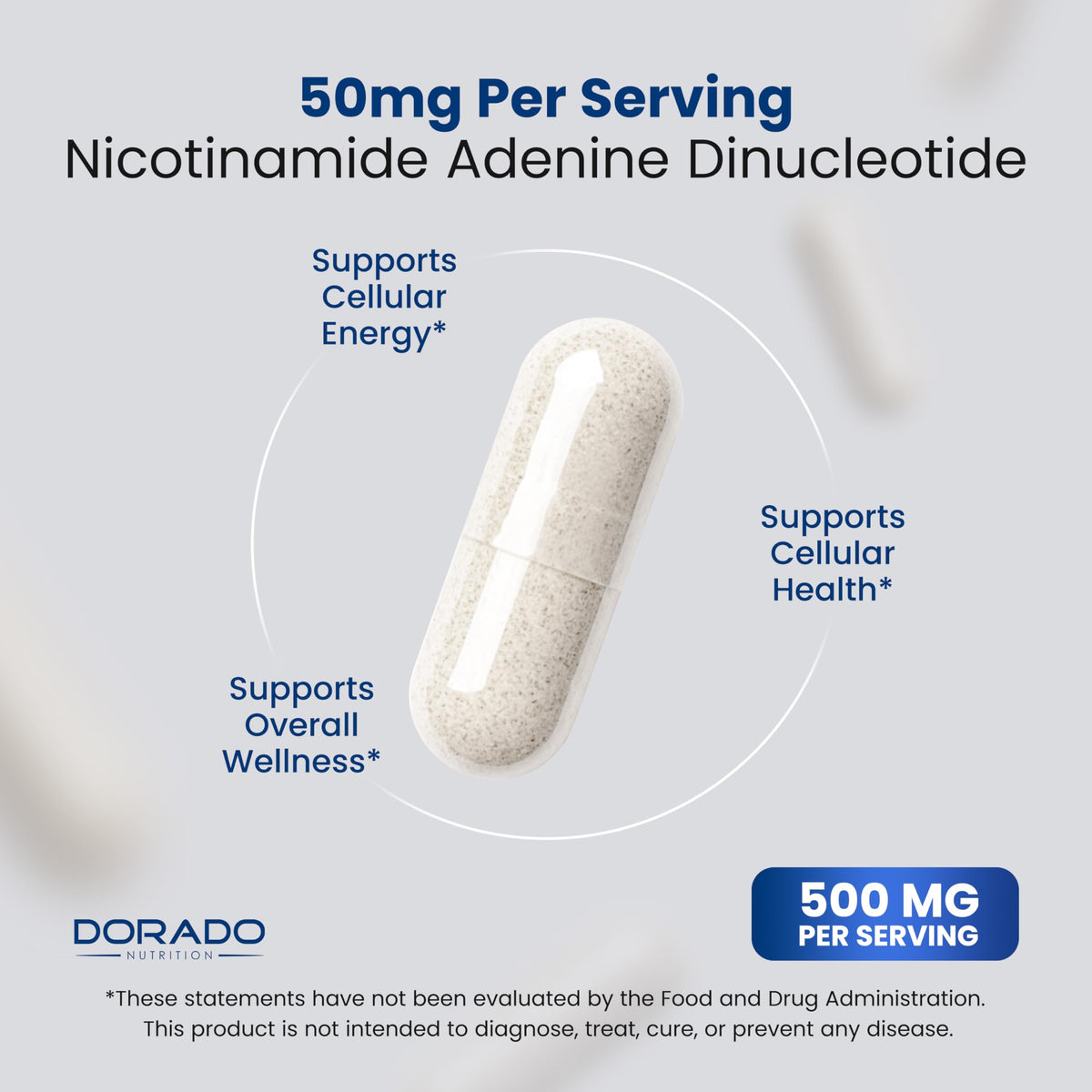 Détails sur l'emballage du complément NAD+ DORADO NUTRITION