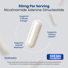 Détails sur l'emballage du complément NAD+ DORADO NUTRITION