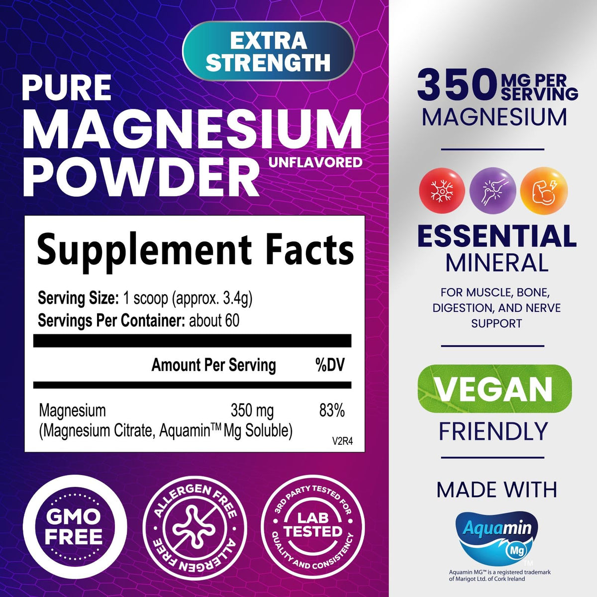 Détails sur l'emballage du Magnésium Citrate Nature's Nutrition