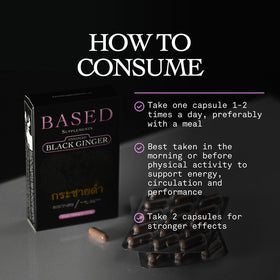 Détails sur l'étiquette de Based Supplements Black Ginger 300mg