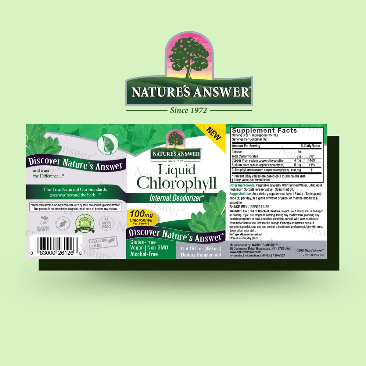 Détails sur l'étiquette de chlorophylle liquide Nature's Answer