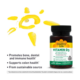 Détails sur l'étiquette de Country Life Vitamine D3