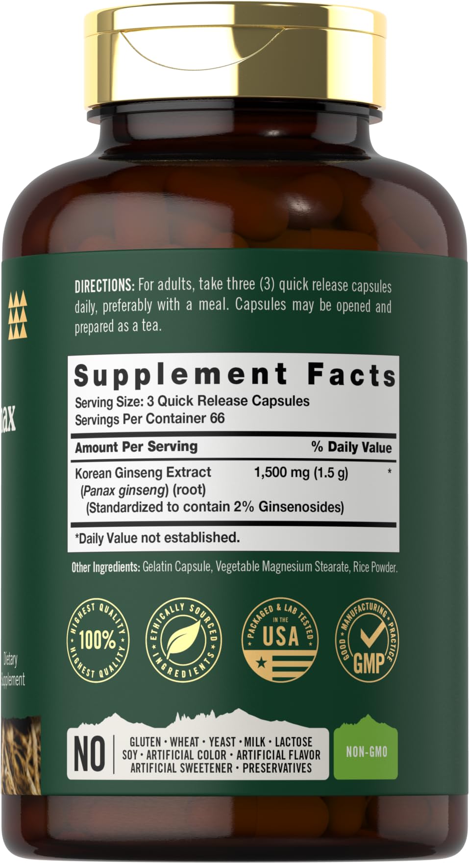 Détails sur l'étiquette de l'extrait de Ginseng Coréen Tahoe Nutritionals