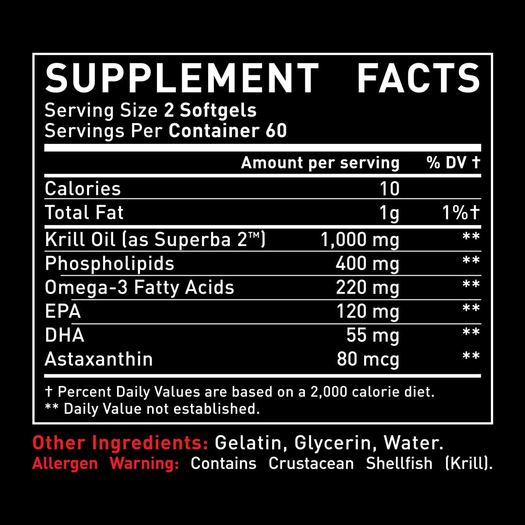 Détails sur l'étiquette de l'huile de Krill 1000mg